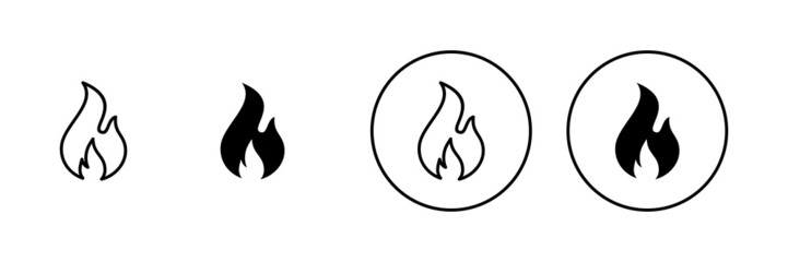 Fire icons set. fire sign and symbol