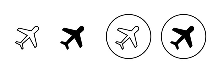 Plane icons set. Airplane sign and symbol. Flight transport symbol. Travel sign. aeroplane