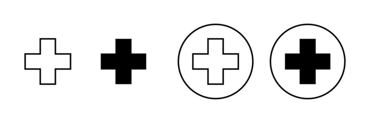 Plus Icons set. Add plus sign and symbol