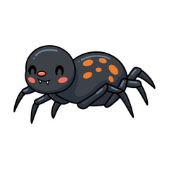 Cute little black spider cartoon