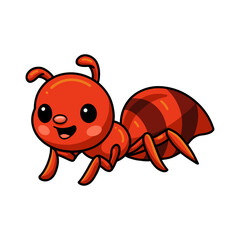 Cute little red ant cartoon