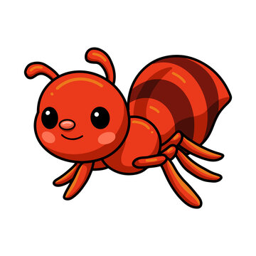 Cute little red ant cartoon