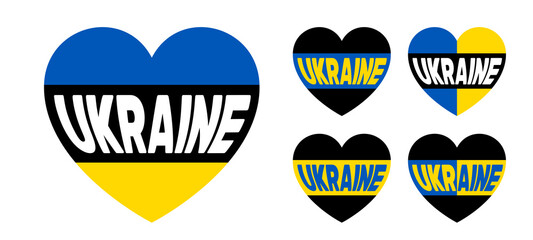 Heart shape with the country name Ukraine and Ukrainian flag colors. Icon vector design elements for decoration design. Modern concept is perfect for patriot sticker and icon