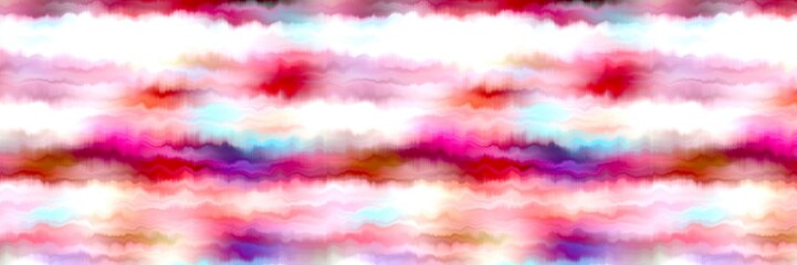 Funky summer ombre tie dye batik stripe border pattern. Seamless stain space dyed striped effect fashion trim edging. Washed out boho beach wear ribbon endless tape.