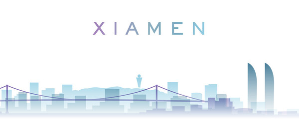 Obraz premium Xiamen Transparent Layers Gradient Landmarks Skyline