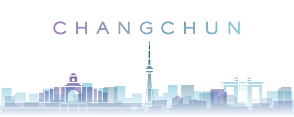 Fototapeta premium Changchun Transparent Layers Gradient Landmarks Skyline