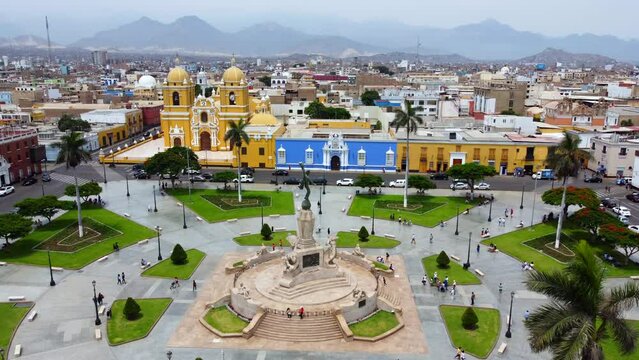 Plaza de Armas and Cathedral in the Historic Center of the city of Trujillo, Peru