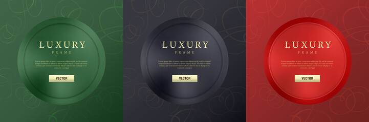 Luxury round frame vector set. Labels, banners, icons or buttons for your design