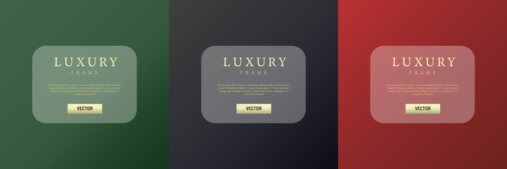 Luxury square frame vector set. Banner template for your design in green, red and black color. Vector illustration EPS10