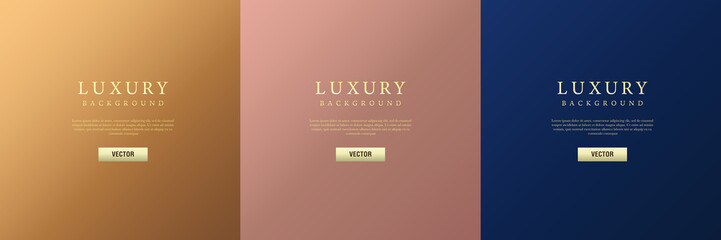 Luxury square frame vector set. Banner template in gold, beige and dark blue color for advertisement. Vector illustration EPS10