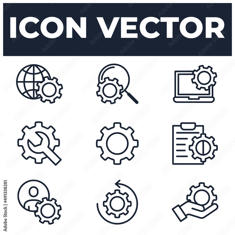 Poster set of setup and settings elements symbol template for graphic and web design collection logo vector