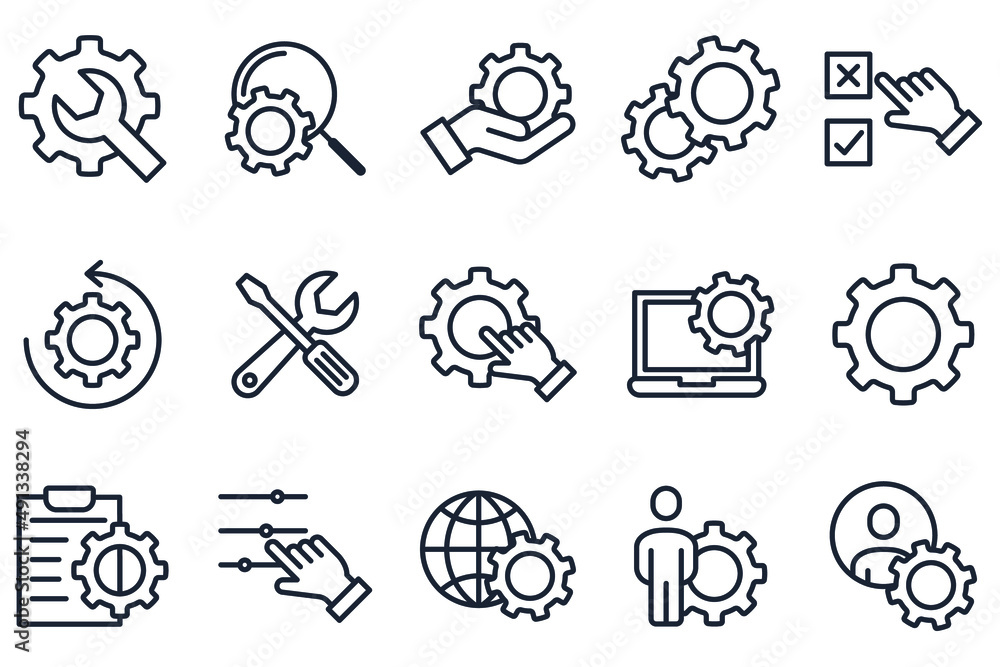 Poster set of setup and settings elements symbol template for graphic and web design collection logo vector