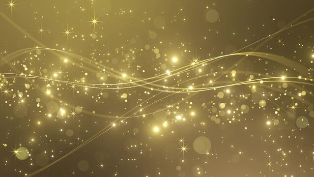 パーティクル 曲線 背景 金色 ループ