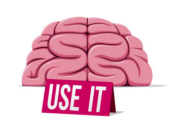 Human brain with text "USE IT"