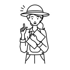 立って書類を手に持って何かひらめいた農家の女性