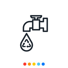 Water conservation icon, Faucet icon, Vector and Illustration.