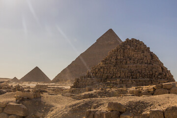 Fototapeta na wymiar View of pyramids in Giza, Egypt
