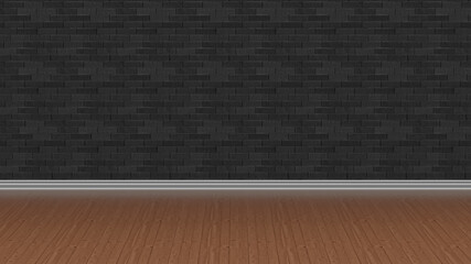 wood floor brick wall background illustration 3d rendering