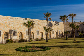 Fototapeta na wymiar Courtyard of the Citadel of Qaitbay (Fort of Qaitbey) in Alexandria, Egypt
