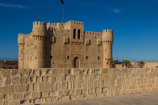 People visit Citadel of Qaitbay (Fort of Qaitbey) in Alexandria, Egypt