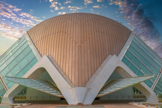 Valencia, Spain-10 April, 2019: The Science Museum of Principe Felipe, City of Arts & Science - entertainment-based cultural and architectural complex in the city of Valencia, Spain