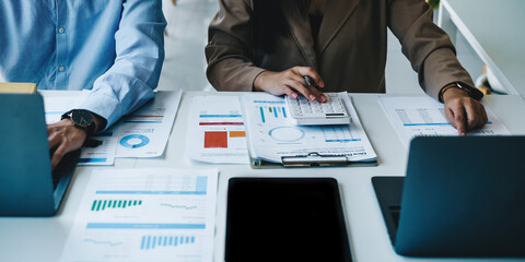 Image of Audit team working together and looking about transaction for corruption of company....