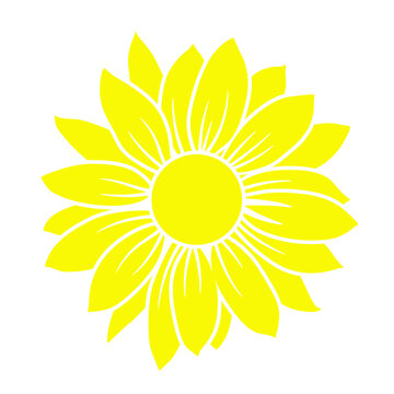 Vector yellow sunflower. Sunflower silhouette, Vector Illustration.