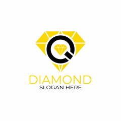 Letter q Diamond Logo Design with Line Art Style. Design Concept, Logos, Logogram, Logotype Diamond Template.