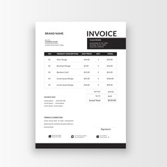 clean and minimalist business invoice template vector format, sales receipt voucher