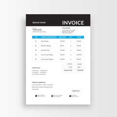 clean and minimalist business invoice template vector format, sales receipt voucher