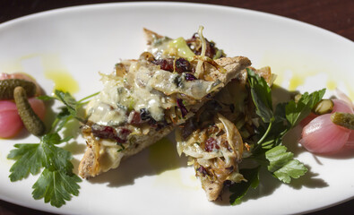 tartine with cheese and vegetables