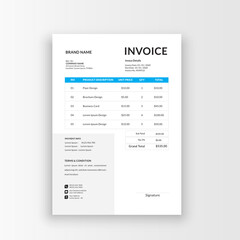 clean and minimalist business invoice template vector format, sales receipt voucher