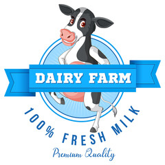 A cow with a Dairy farm label