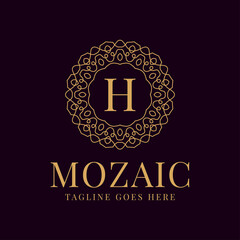 letter H luxurious circular lace elegance vector logo design