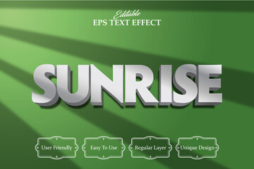Fototapeta na wymiar Editable text effect, Green background, Sunrise text