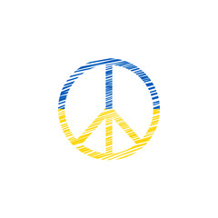 Pacyfa pomalowana w kolory flagi Ukrainy. Symbol pokoju w kolorze żółtym i niebieskim. Powiedz "NIE" wojnie. Modlitwa za Ukrainę.