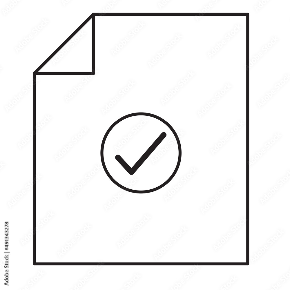Aufkleber flat icon with paper check mark. paper check mark. tick icon. vector illustration. stock image.