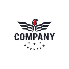 Logo Illustration red head eagle wing, symbol, icon design