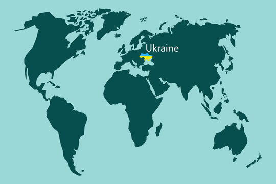 Flat illustration with ukraine world map. Planet earth. Ukraine world map. Vector illustration. stock image.