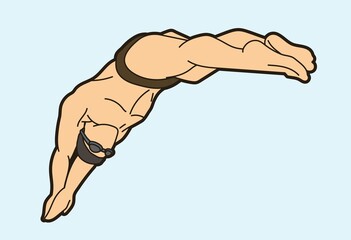 A Man Swimming Sport Swimmer Action Cartoon Graphic Vector