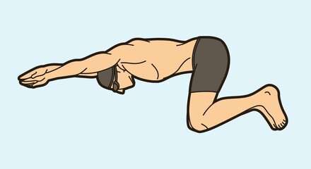 A Man Swimming Sport Swimmer Action Cartoon Graphic Vector