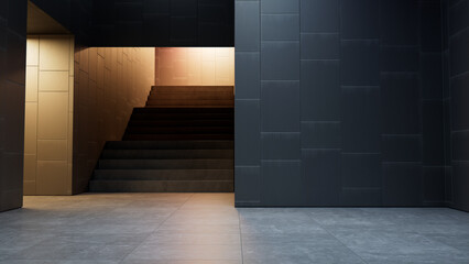 Illuminated Bare Interior. Architectural Render with Clean Modern Design.