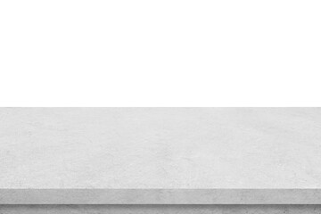 Empty white stone table isolated on white background, banner, table top, shelf, counter design for food, product display montage backdrop, template