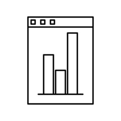 Icon with graph bars tablet icon. Sale vector illustration. Business, financial, analytics concept. Vector illustration. 