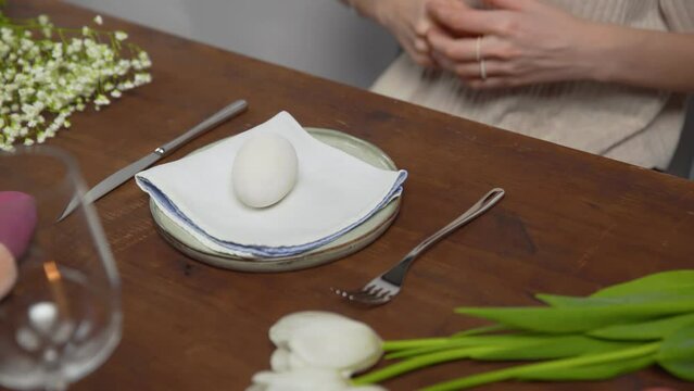 Close-up on a table with items to create a composition for Easter. Easter menu. Church holiday-Easter