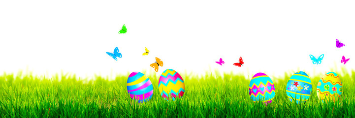 Obraz na płótnie Canvas Beautiful Easter background with colorful Easter eggs. 3d illustration