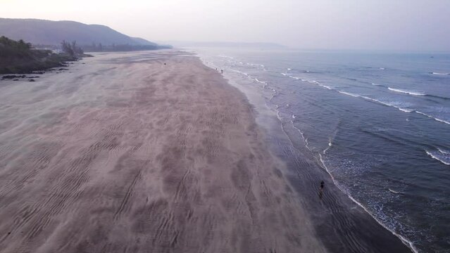 Aerial footage of Murud beach at Dapoli, located 200 kms from Pune on the West Coast of Maharashtra India.