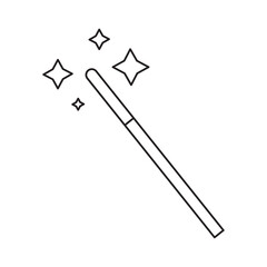Linear black icon on white background. Fantasy magic wand icon. Vector illustration. stock image. 