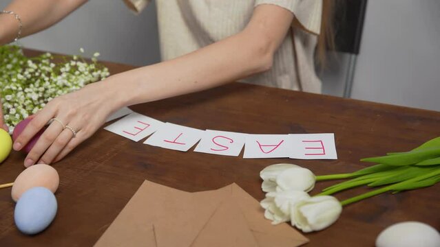 Close-up on a table with items to create a composition for Easter. Easter. Church holiday-Easter