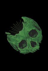 Skull head green color artwork detail illustration